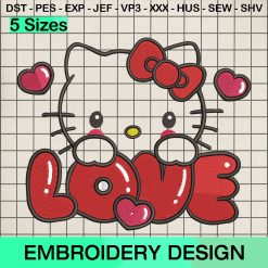 Hello Kitty Love Embroidery Design, Kitty Cat Machine Embroidery Designs