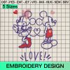 Love Mickey Minnie Valentine's Day Embroidery Design, Disney Valentine's Day Machine Embroidery Designs