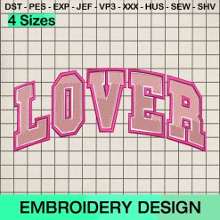 Lover Embroidery Design, Valentine Day Pink Embroidery Designs