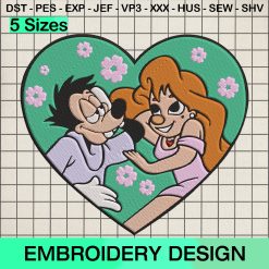 Max and Roxanne Love Embroidery Design, Disney Cartoon Valentine's Day Machine Embroidery Designs