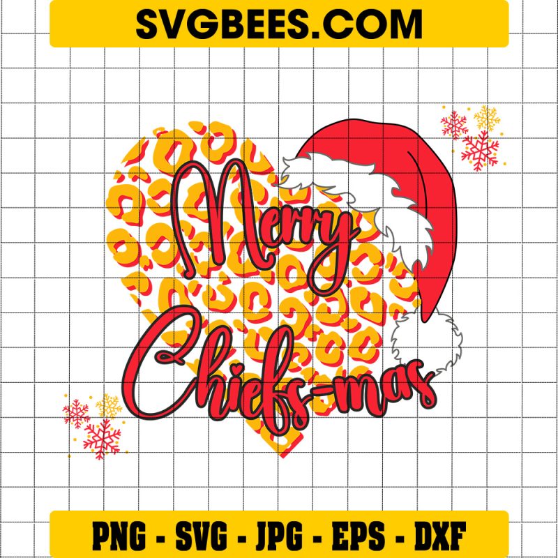 Merry Chiefs-mas Leopard Santa Hat SVG PNG, Kansas City Chiefs Christmas SVG