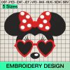 Minnie Gunglasses Valentine Embroidery Design, Disney Minnie Mouse Love Machine Embroidery Designs