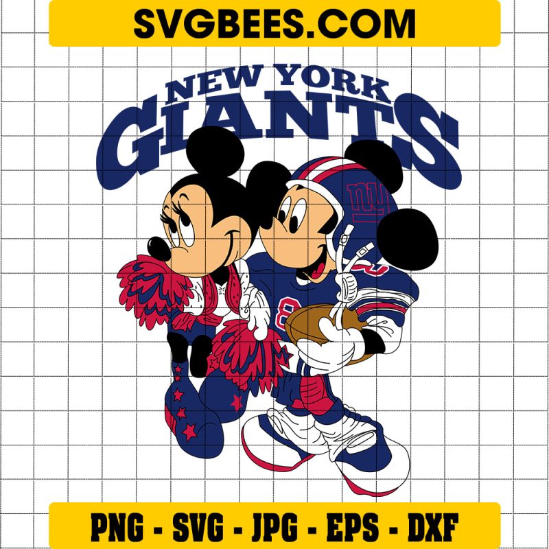 New York Giants Mickey Minnie SVG PNG, Disney Mouse Giants NFL SVG