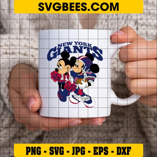 New York Giants Mickey Minnie SVG PNG, Disney Mouse Giants NFL SVG on Cup