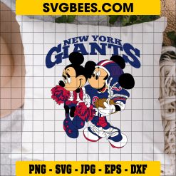 New York Giants Mickey Minnie SVG PNG, Disney Mouse Giants NFL SVG on Pillow