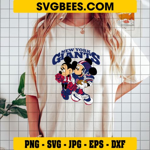 New York Giants Mickey Minnie SVG PNG, Disney Mouse Giants NFL SVG on Shirt