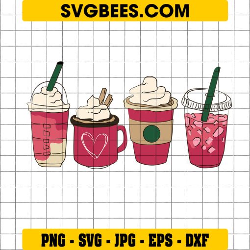 Valentine Coffee Late SVG PNG, Iced Coffee Valentine's Day SVG