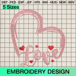 Valentines Love Pink Embroidery Design, Valentine Day Machine Embroidery Designs