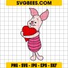 Winnie Piglet Heart SVG PNG, Valentine Piglet Disney SVG