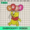Winnie the Pooh Love Valentine's Day Embroidery Design, Pooh Valenine's Day Machine Embroidery Designs