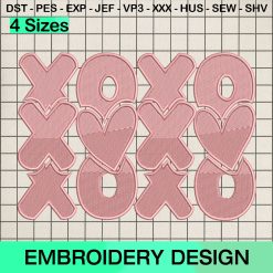 Xoxo Valentine Embroidery Design, Xoxo Heart Kisses Valentine's DayMachine Embroidery Designs