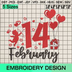 14 February Valentine Embroidery Design, Cupid Valentine's Day Embroidery Designs