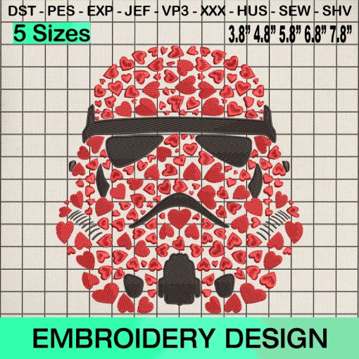 Darth Vader Valentine Embroidery Design, Star Wars Valentine Embroidery Designs