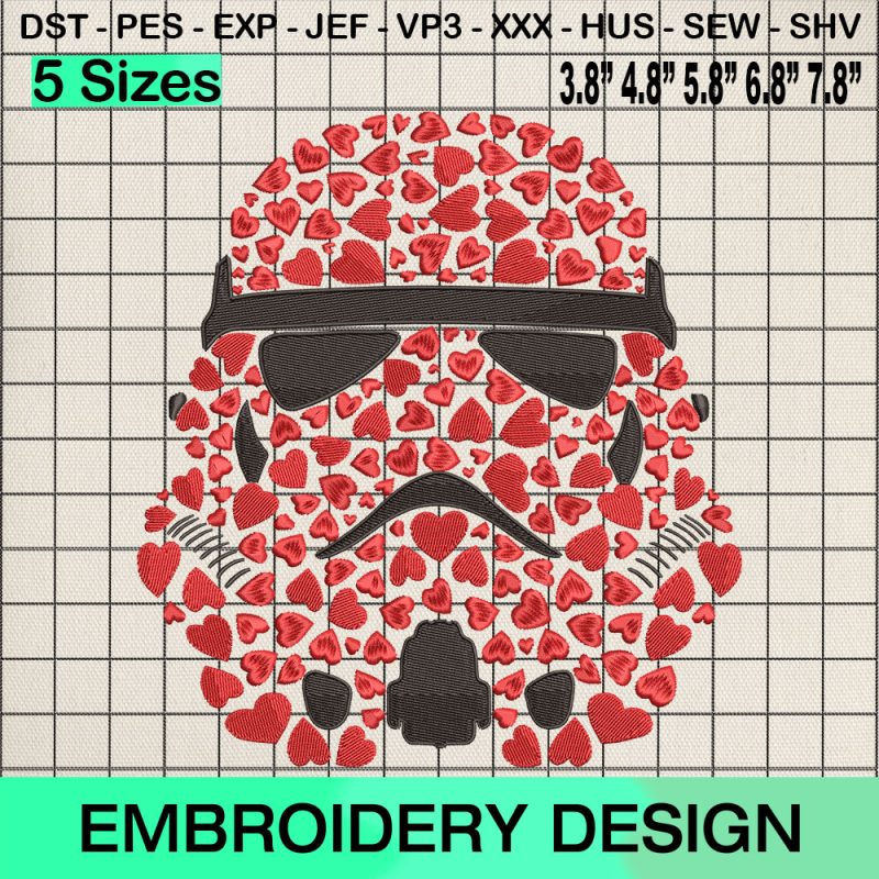 Darth Vader Valentine Embroidery Design, Star Wars Valentine Embroidery Designs