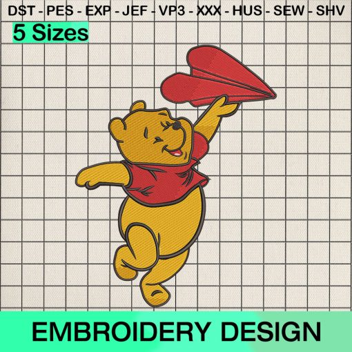 Disney Pooh Valentine Day Embroidery Design, Winnie the Pooh Machine Embroidery Designs