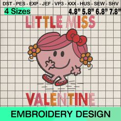 Little Miss Valentine Embroidery Design, Happy Valentine's Day Machine Embroidery Designs