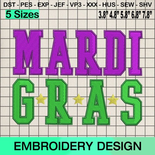 Mardi Gras Embroidery Design, New Orleans Machine Embroidery Designs