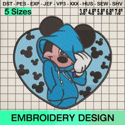 Mickey Mouse Lover Embroidery Design, Mouse Valentine's Day Embroidery Designs