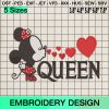 Minnie Queen Hearts Embroidery Design, Valentine's Day Embroidery Designs