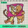Pooh Tigger Heart Valentine Embroidery Design, Love Winnie the Pooh Machine Embroidery Designs