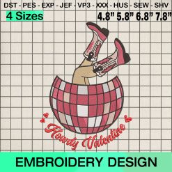 Retro Disco Ball Embroidery Design, Howdy Valentine Machine Embroidery Designs