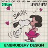 Smak Snoopy Lucy Embroidery Design, Valentines Snoopy Embroidery Designs