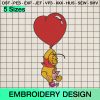 Valentine Day Magical Honey Pooh Embroidery Design, Love Valentine Cute Pooh Machine Embroidery Designs