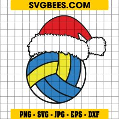 Christmas Volleyball Svg, Volleyball with Santa Hat Svg, Sport Svg
