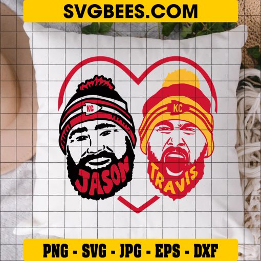 Jason Kelce and Travis Kelce Svg, Kelce Brothers Svg, KC Football Svg on Pillow