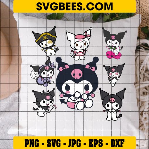 Kuromi Bundle Svg, Kuromi Svg, Hello Kitty Svg, Kuromi Cricut, Kuromi Clipart, My Melody And Kuromi Svg - Digital File on Pillow