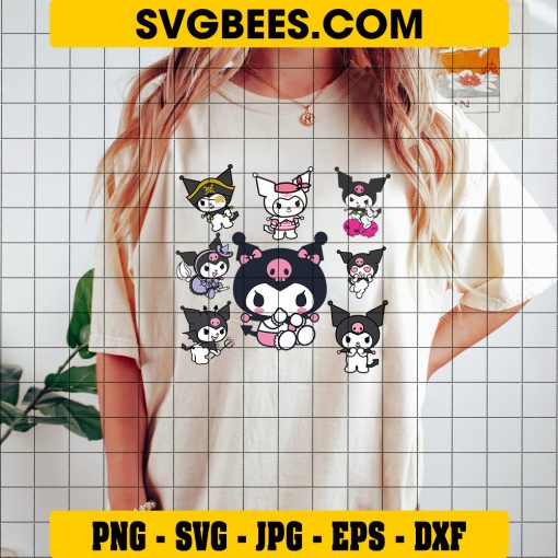 Kuromi Bundle Svg, Kuromi Svg, Hello Kitty Svg, Kuromi Cricut, Kuromi Clipart, My Melody And Kuromi Svg - Digital File on Shirt