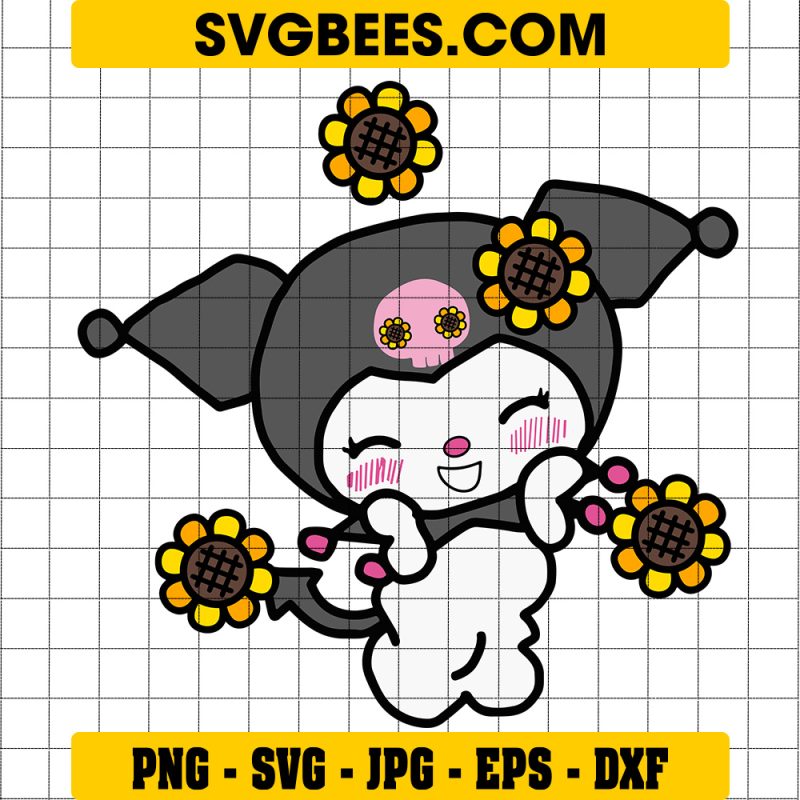 Kuromi Sunflower Svg, Kuromi Svg, Hello Kitty Svg, Kuromi Face Svg, Sunflower Svg, Cartoon Svg, Ai Digital File