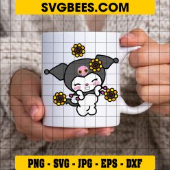 Kuromi Sunflower Svg, Kuromi Svg, Hello Kitty Svg, Kuromi Face Svg, Sunflower Svg, Cartoon Svg, Ai Digital File on Cup