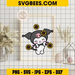 Kuromi Sunflower Svg, Kuromi Svg, Hello Kitty Svg, Kuromi Face Svg, Sunflower Svg, Cartoon Svg, Ai Digital File on Frame