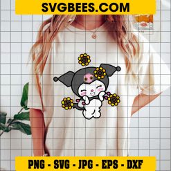 Kuromi Sunflower Svg, Kuromi Svg, Hello Kitty Svg, Kuromi Face Svg, Sunflower Svg, Cartoon Svg, Ai Digital File on Shirt
