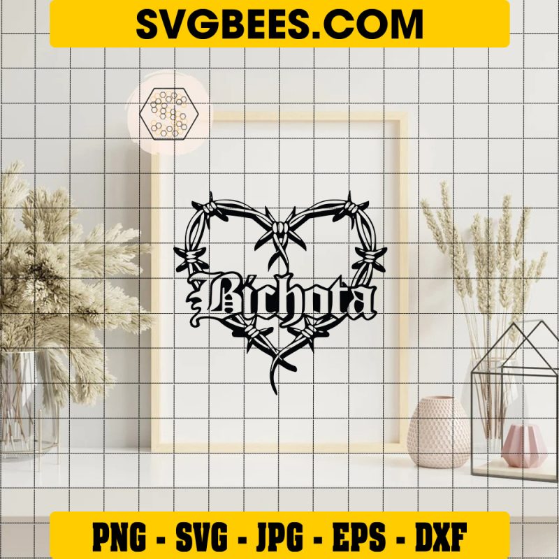 La Bichota Svg, Wire Heart Tattoo Svg File for Cricut - SVGbees