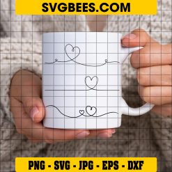 Line Heart SVG Valentines Day SVG on Cup