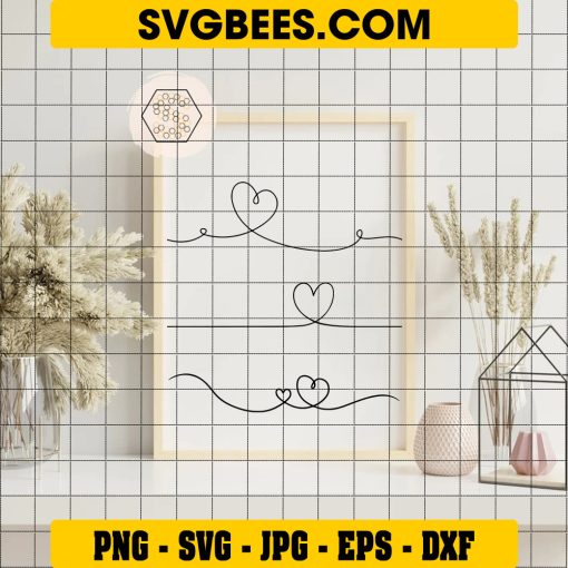 Line Heart SVG Valentines Day SVG on Frame