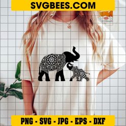 Mama Elephant and Baby Svg, Cute Elephant Madala Svg on Shirt
