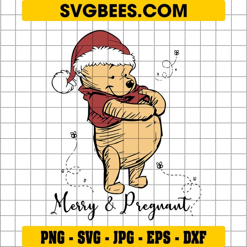 Merry and Pregnant Svg, Christmas Pregnancy Svg, Mama Bear Svg