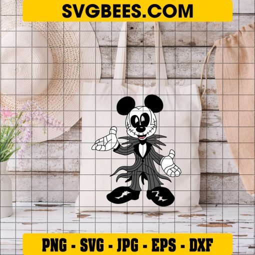 Mickey Mouse Jack Skellington Svg, Halloween Svg, Cut File, Cricut, Png, Vector on Bag