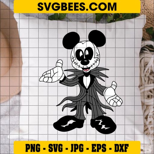 Mickey Mouse Jack Skellington Svg, Halloween Svg, Cut File, Cricut, Png, Vector on Pillow