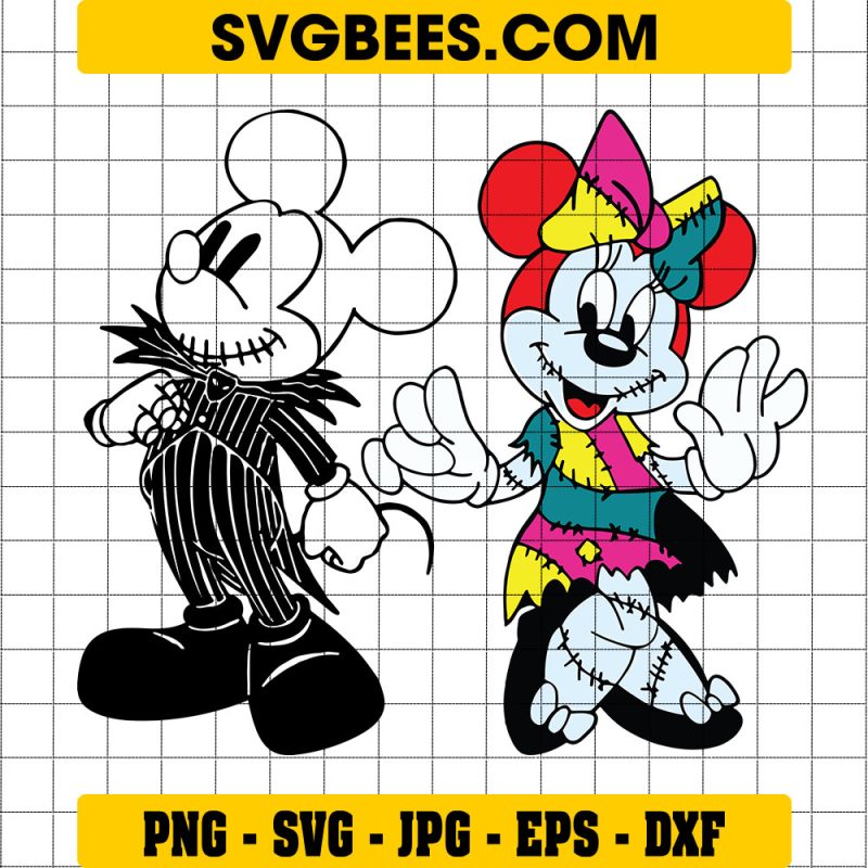 Minnie & Mickey Mouse Jack Skellington Svg, Halloween Svg, Cut File, Cricut, Png, Vector