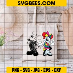 Minnie & Mickey Mouse Jack Skellington Svg, Halloween Svg, Cut File, Cricut, Png, Vector on Bag