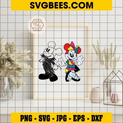 Minnie & Mickey Mouse Jack Skellington Svg, Halloween Svg, Cut File, Cricut, Png, Vector on Frame
