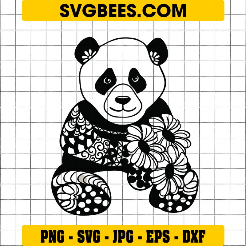 Panda Mandala Svg, Panda Mama Bear Svg, Panda Silhouette