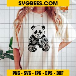 Panda Mandala Svg, Panda Mama Bear Svg, Panda Silhouette on Shirt