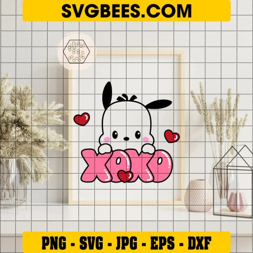 Pochacco XOXO SVG Valentines Day SVG on Frame