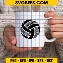 Polynesian Tribal Volleyball Svg, Volleyball Art Svg on Cup