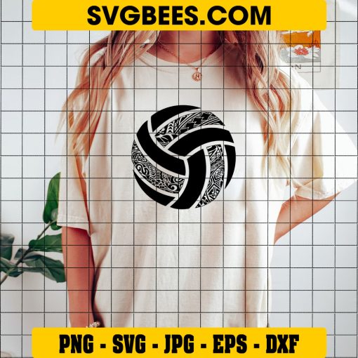 Polynesian Tribal Volleyball Svg, Volleyball Art Svg on Shirt